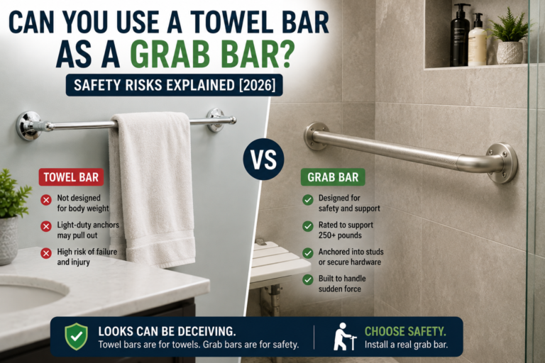 Can you use a towel bar as a grab bar? Safety comparison between a towel bar and bathroom grab bar