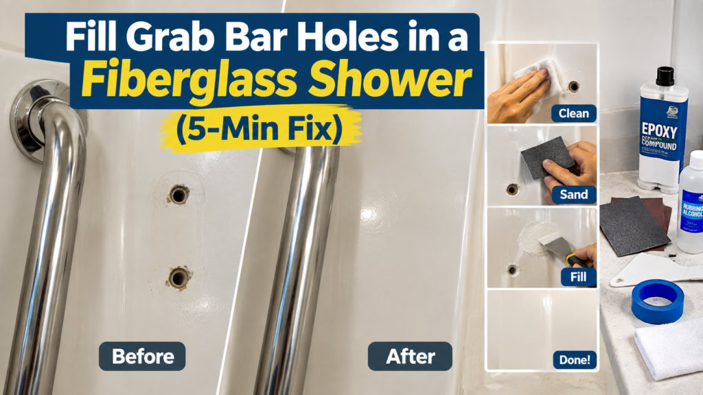 How to fill grab bar holes in fiberglass shower using epoxy filler