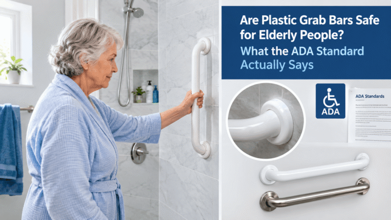 Plastic grab bar safety for elderly people and ADA standards
