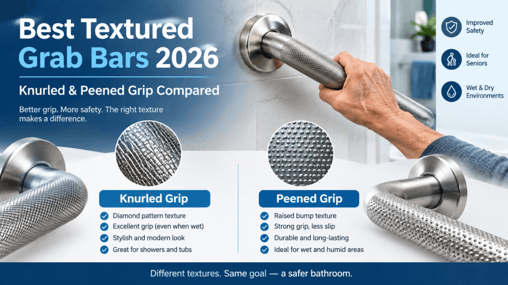 Best textured grab bars 2026: comparing knurled and peened grip textures