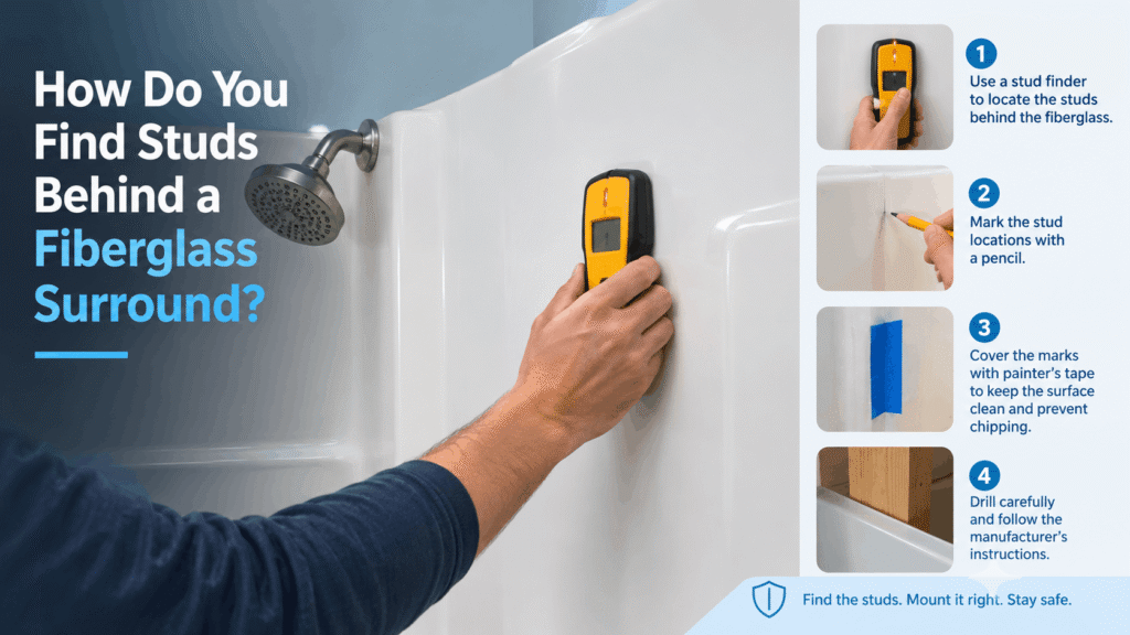 How to find studs behind a fiberglass surround for grab bar installation