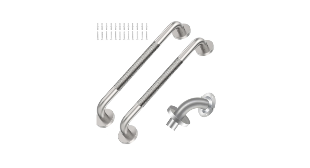 Lifeassist 18-inch knurled stainless steel grab bar, brushed nickel, 2 pack